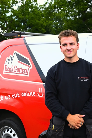 our gutter cleaner in Buckinghamshire standing by company vehicle